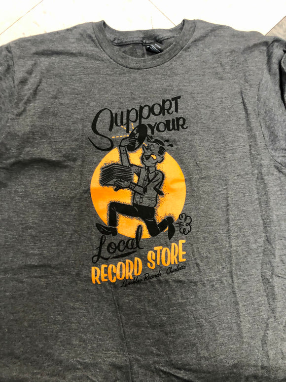 Support Your Local Record Store Shirt - Charcoal