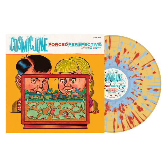 COSMIC JOKE – FORCED PERSPECTIVE (BEER W/BABY BLUE & APPLE RED SPLATTER) - LP •