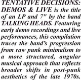 TALKING HEADS – TENTATIVE DECISIONS: DEMOS & LIVE (LP + 7 INCH) - LP •