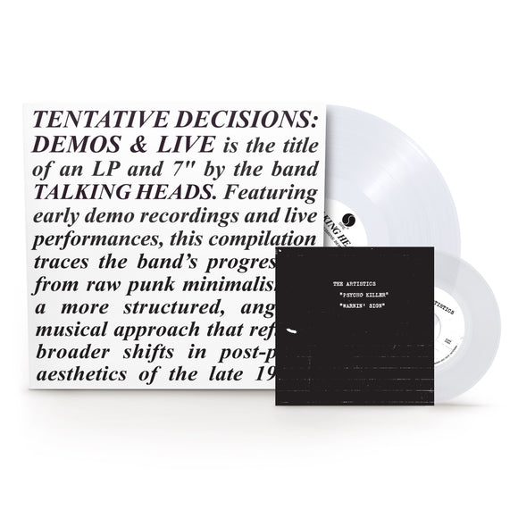 TALKING HEADS – TENTATIVE DECISIONS: DEMOS & LIVE (CLEAR VINYL LP + 7 INCH) (RSD BLACK FRIDAY 2025) - LP •