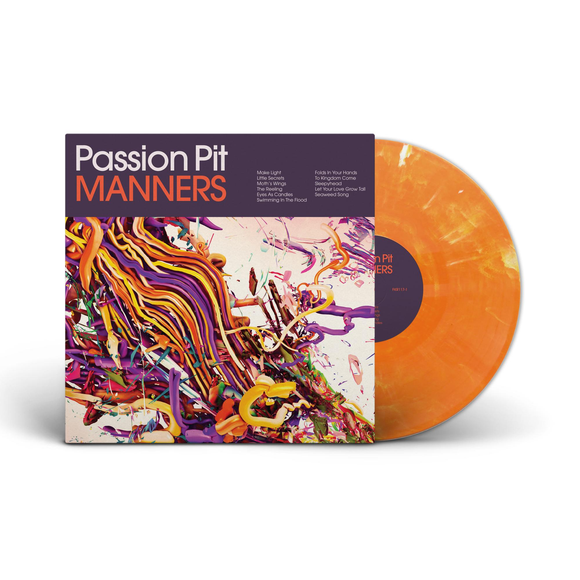 PASSION PIT – MANNERS 15TH ANNIVERSARY (ORANGE MARBLE INDIE EXCLUSIVE VINYL) LP <br>PREORDER out 6/21/2024 •