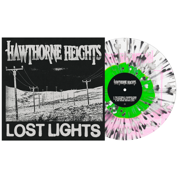 HAWTHORNE HEIGHTS – LOST LIGHTS (NEON GREEN IN CLEAR W/BLACK & WHITE SPLATTER) - LP •