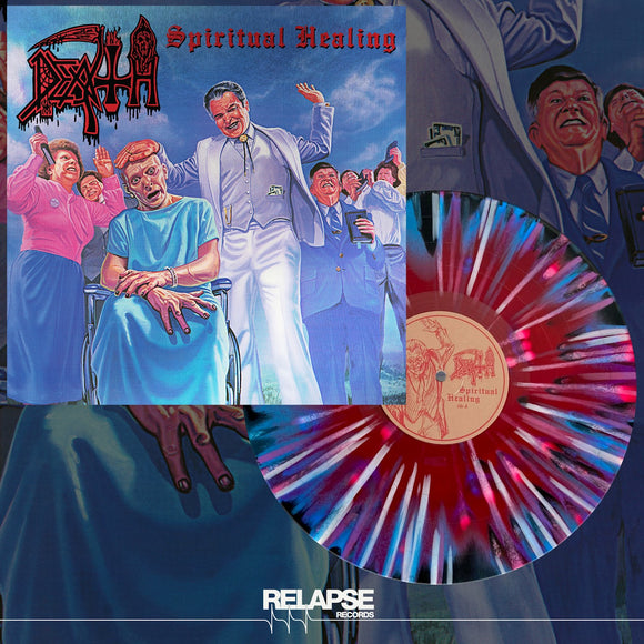 DEATH – SPIRITUAL HEALING (FOIL SLEEVE - RED, CYAN BLUE AND BLACK TRI COLOR MERGE WITH SPLATTER) - LP •