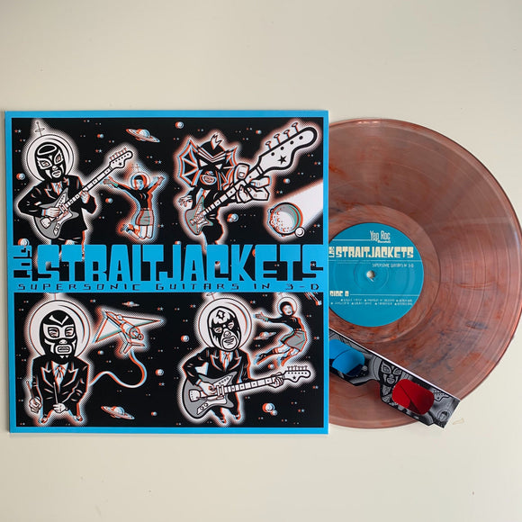 LOS STRAITJACKETS – SUPERSONIC GUITARS IN 3-D (CLEAR WITH RED & BLUE SWIRL) - LP •