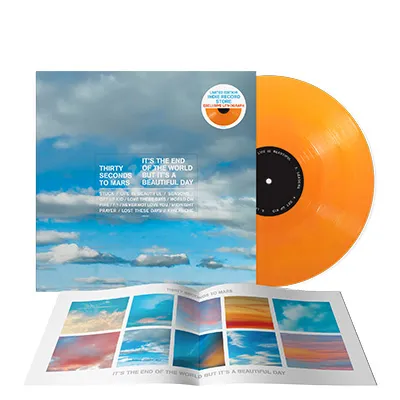 THIRTY SECONDS TO MARS – IT'S THE END THE WORLD BUT IT'S A BEAUTIFUL DAY (INDIE EXCLUSIVE TANGERINE ORANGE + LITHO PRINT) - LP •