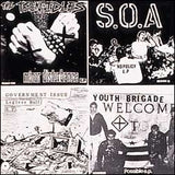 FOUR OLD SEVEN INCHES / YEAR IN 7"S  – S.O.A. / GOVERNMENT ISSUE / TEEN IDLES  / YOUTH BRIGADE (YELLOW VINYL) - LP •