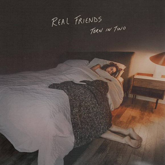 REAL FRIENDS – TORN IN TWO[Indie Exclusive Limited Edition Half Electric Blue/Half Doublemint with Heavy White and Baby Pink Splatter LP] - LP •
