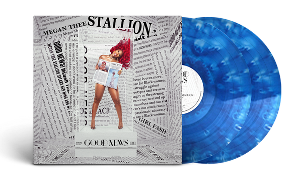 MEGAN THEE STALLION – GOOD NEWS (BLUE & WHITE VINYL) (INDIE EXCLUSIVE) - LP •